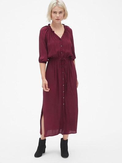 Tie-Waist Maxi Shirtdress
