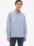 Stripe Shirred Popover Shirt