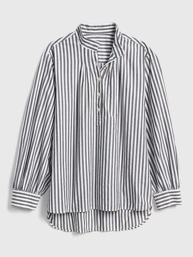 Stripe Shirred Popover Shirt