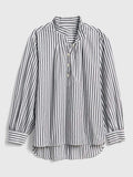 Stripe Shirred Popover Shirt