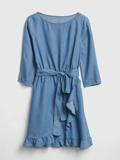 Faux-Wrap Ruffle Hem Dress
