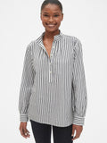 Stripe Shirred Popover Shirt